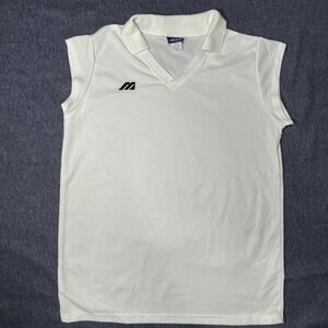 Mizuno‎ Women's  Large White Collard Sleeveless Shirt V-neck Preppy Fit Sports